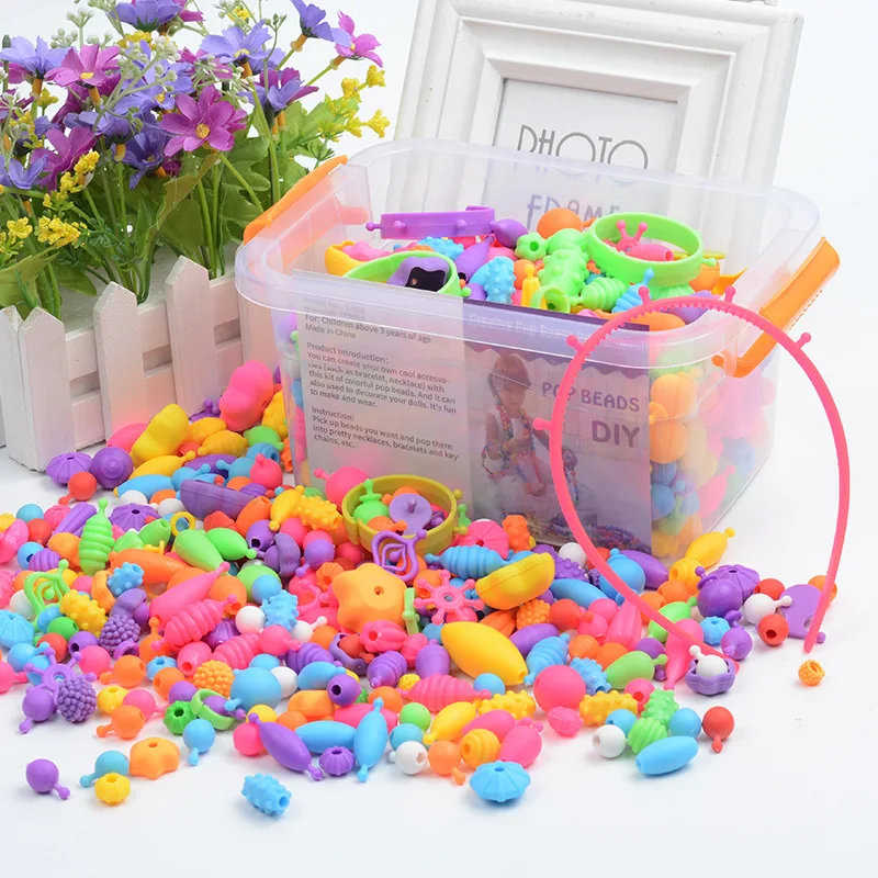 550 шт DIY Красочные бусины игрушки для девочек набор ювелирных аксессуаров головоломка ручной работы ремесла обучающая игрушка Детские ожерелья браслеты