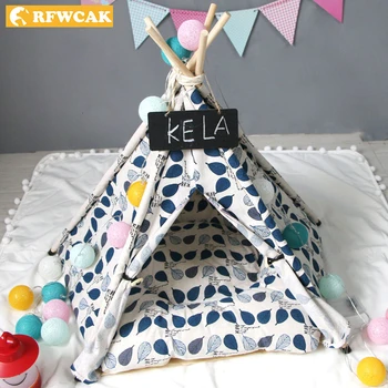 

RFWCAK Pet Tent Cat Bed Dog House Portable Washable Pet Teepee With Mat Cat Home Kitty Bed Katten Mand Kat Kennel Pet Supplies
