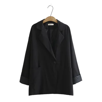 

Plus Size XL-4XL Women Autumn Blazers V-neck Long Sleeved Officewear Outerwear