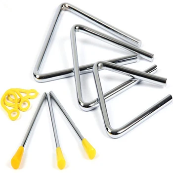 

6pcs Hand Percussion Instrument Funny Toys Set Triangles With Striker Listening Training Music Enlightenment Toys