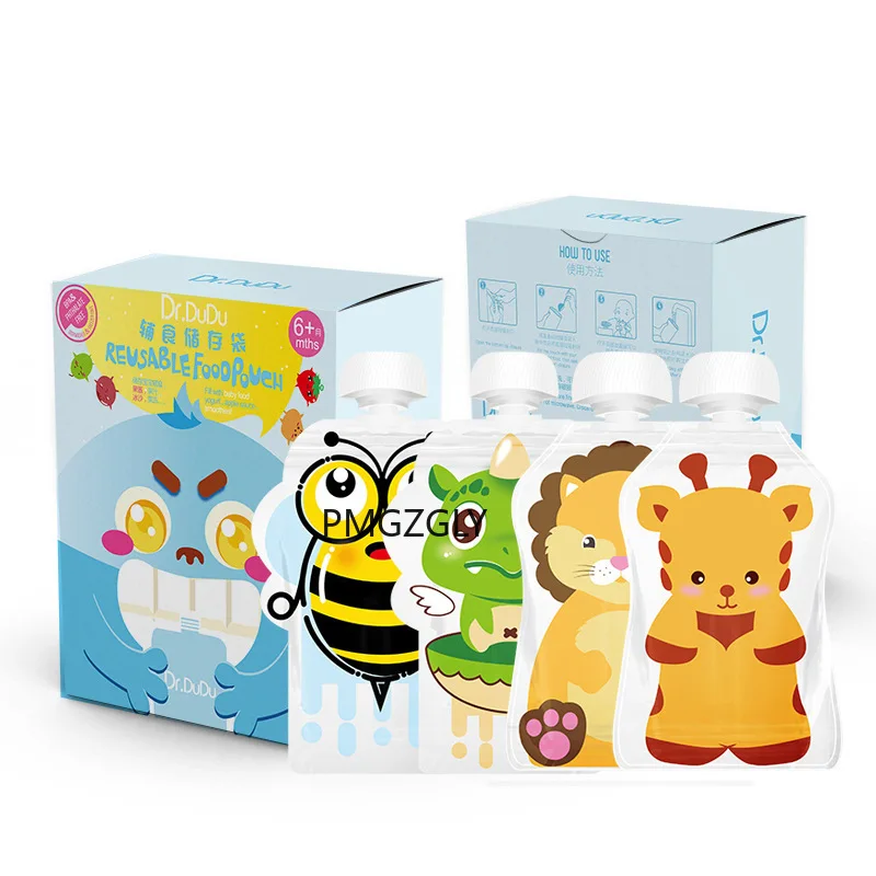 Baby Food Storage Containers Food Pouch 8pcs Double Zipper Baby Food Storage Pouch BPA-Free Reusable Sealed Complementary Food Pouch Homemade Puree Pulp Storage Bag