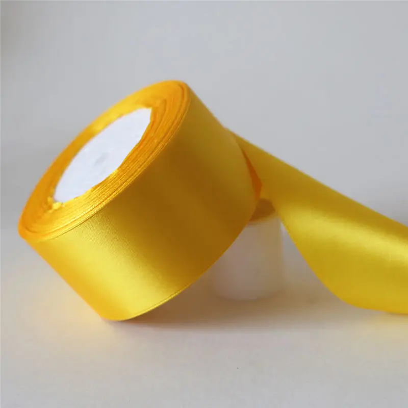 25 ярдов/6 мм-50 мм Золотой желтый Шелковый Атласный ленточный материал для поделок для выпускного вечера вечерние украшения Свадебная подарочная коробка упаковка аксессуары D7