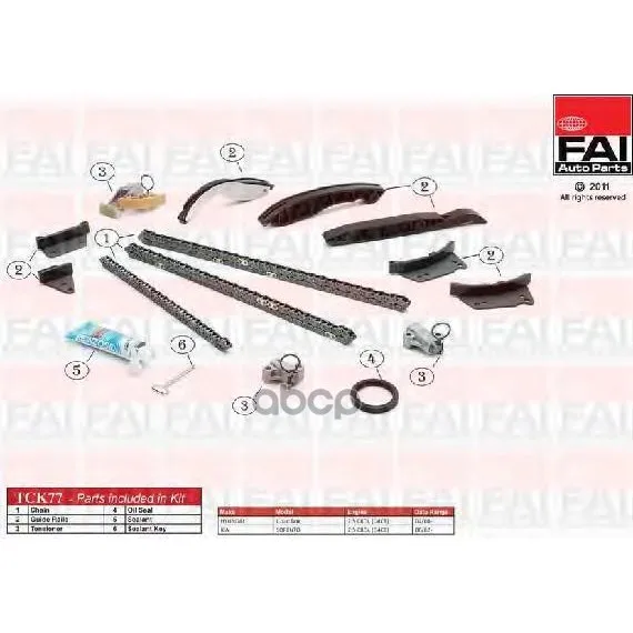 Комплект Цепи Грм Kia Sorento(Jc) 2.5 Crdi 12/06-(D4cb) FAI арт. TCK77