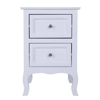 

Country Style Two-Tier Night Table Nightstands Side Table Living room Bedroom Large Size White