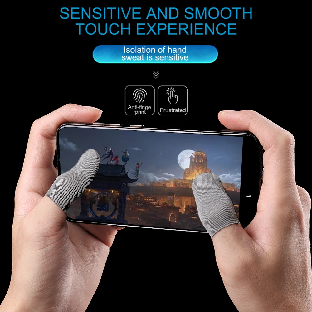 

1 Pair Breathable Game Controller Finger Cover Sweat Proof Fingerstall Non-Scratch Sensitive Sleeve Nylon Mobile Touch Screen