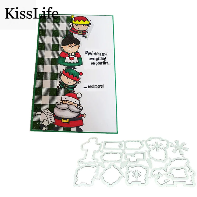 

2019 New Cartoon Human Figure Stamps and Dies Kscraft Metal Cutting Dies for Scrapbooking Card Making Christmas Kids Craft Dies