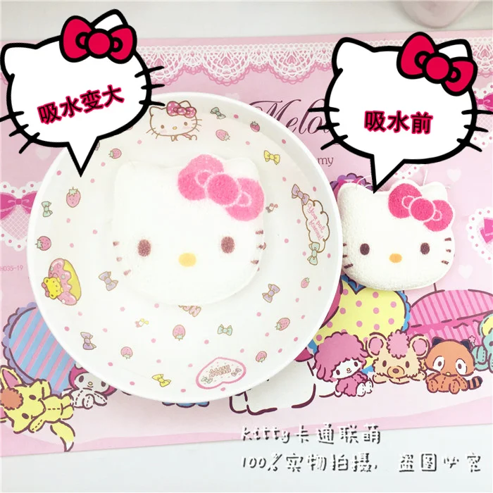 Мультфильм hello kitty для купания, очищающая хлопковая губка, для мытья лица, хлопок, абсорбент, милая щетка для ванны душа, очищающие перчатки