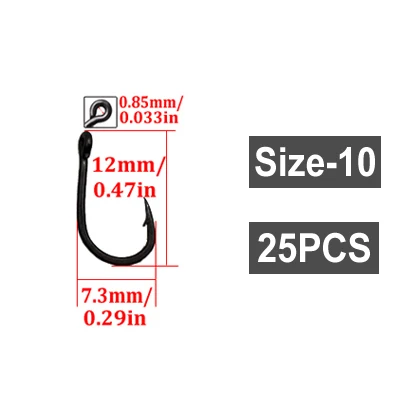 25PCS-Size 10 25 шт. рыболовные крючки для ловли карпа с колючими волосами крючки для снаряжения рыболовные приманки воблеры крюк 2#4#6#8#10# рыболовные снасти для ловли карпа аксессуары - Цвет: 25PCS-Size 10