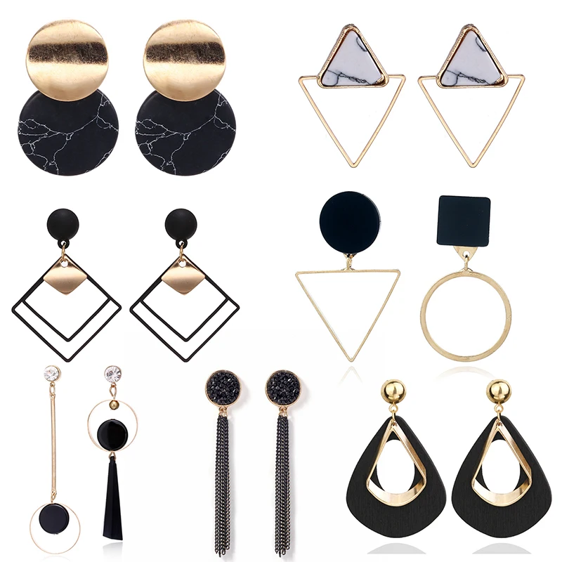 Korean Statement Acrylic Drop Earrings for Women Fashion Jewelry Vintage Geometric Gold Color Asymmetric Earring drop earrings,acrylic earrings