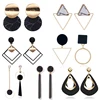 Korean Statement Black Acrylic Drop Earrings for Women 2022 Fashion Jewelry Vintage Geometric Gold Asymmetric Earring ► Photo 2/6