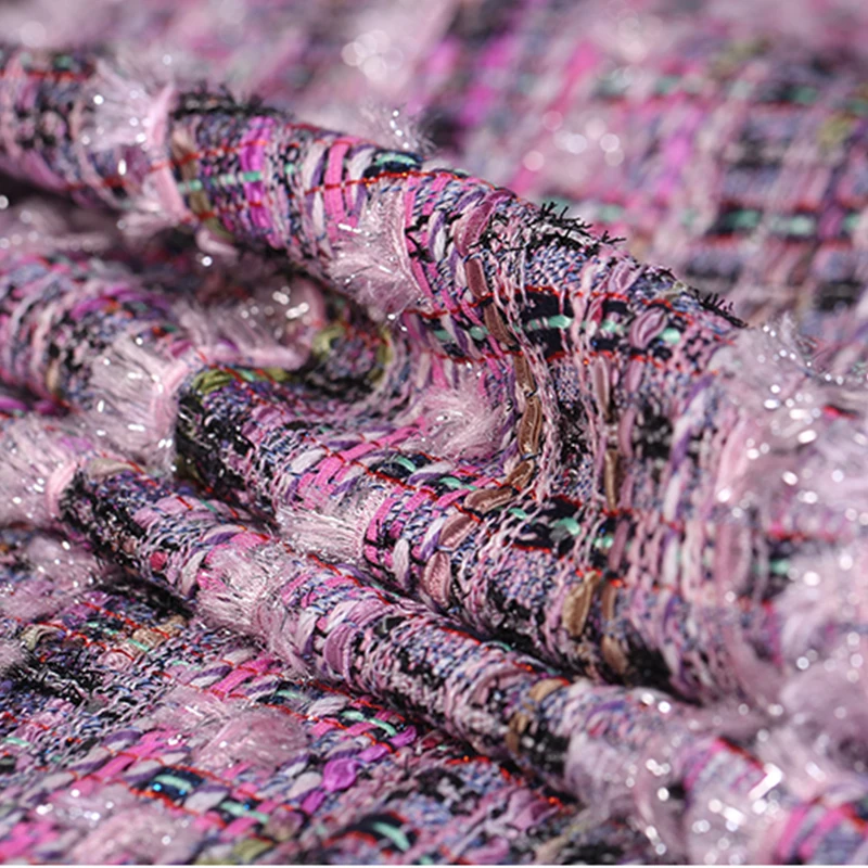 155 см шириной 450 г/м вес фиолетовый твидовый вязаный полиамид, акрил и хлопок ткань для осенне-весеннего платья пальто куртка E1171