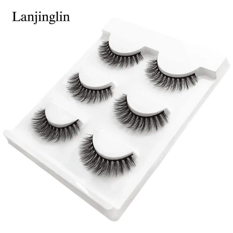 LANJINGLIN 100 коробок натуральные длинные накладные Искусственные ресницы для макияжа 3d норковые ресницы для наращивания ресниц норковые ресницы