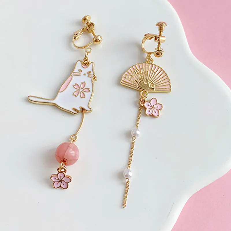 DoreenBeads, модные серьги, золотые, Белые и розовые, имитация жемчуга в японском стиле, подарок 70 мм x 30 мм, 1 пара - Metal Color: 2