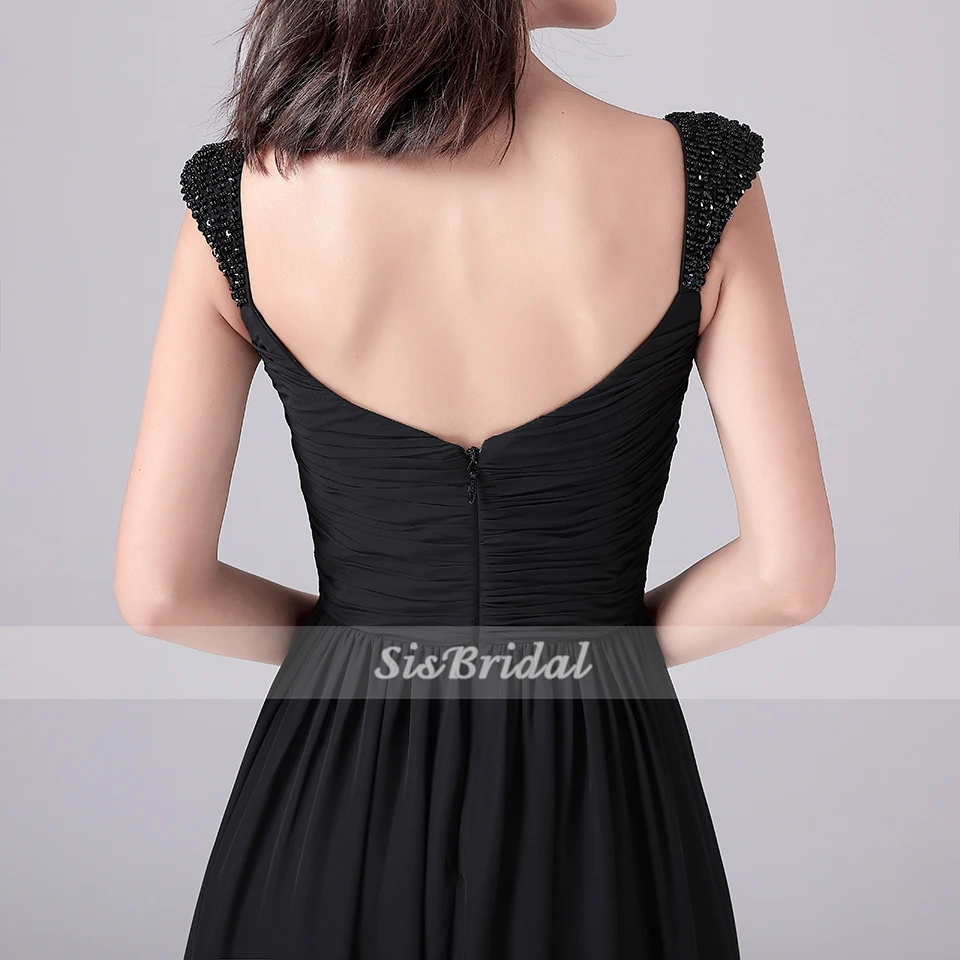 A-Line Off-The-Shoulder Длина пола шифон вечерние платья с бисером