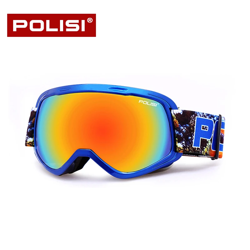 POLISI детские лыжные очки Профессиональные детские лыжные очки Анти-туман двойной слой сферические большой вид анти-столкновения HD линзы Сноубординг очки - Цвет: P830-C03