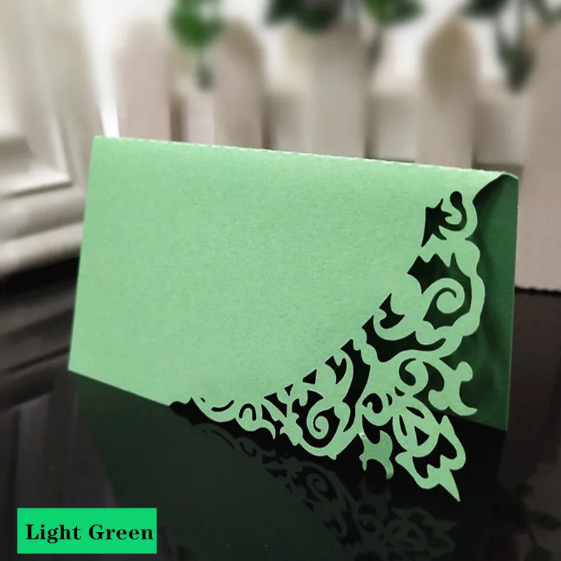 LightGreen 9*9 см 50 шт полые лазерные вырезные Свадебные настольные карты для свадьбы/вечеринки в честь рождения детей 7Z-SH870-50 - Цвет: LightGreen