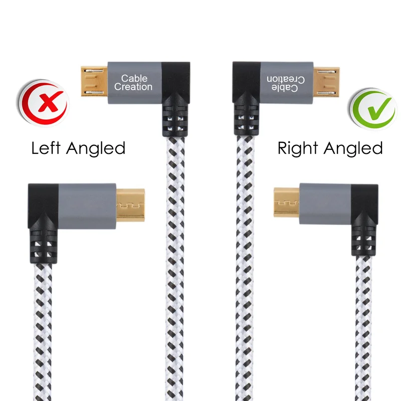 Угол Micro USB 2,0 плетеный кабель 90 градусов вертикальный правый USB 2,0 A папа к Micro USB папа с Алюминиевый Чехол Серый космос