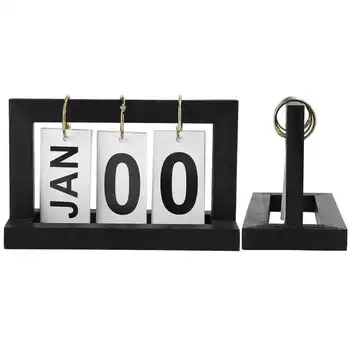 

office desk Wooden Calendar Black Retro Page Flipping Simple Home Study Room Desktop Decorations desk organizer Wooden Flip Cal
