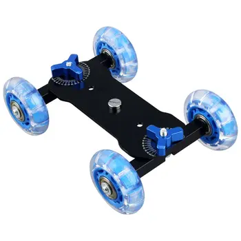 

Table Top Dolly Mini Car Skater Track Slider Super Mute for DSLR Camera Camcorder (Blue & Black)