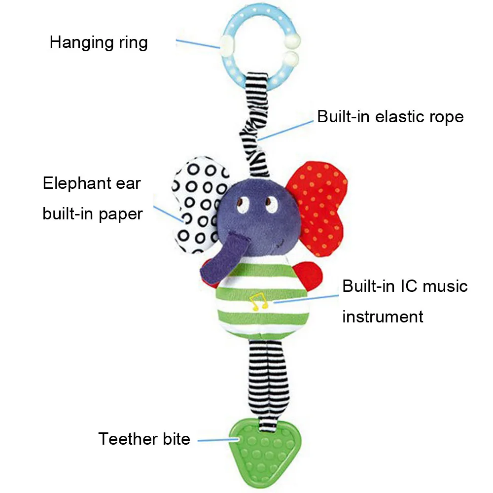 Милые игрушки для детей, музыкальная игрушка в виде слона, погремушки, детская мягкая плюшевая коляска, куклы, игрушки, подарки для детей# CN20
