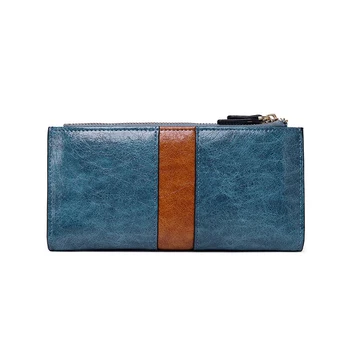 

Retro Brief Women Wallets Brand Luxury Fashion PU Leather Solid Color Hasp Double Zipper Coin Purse Large Capacity Card Holder