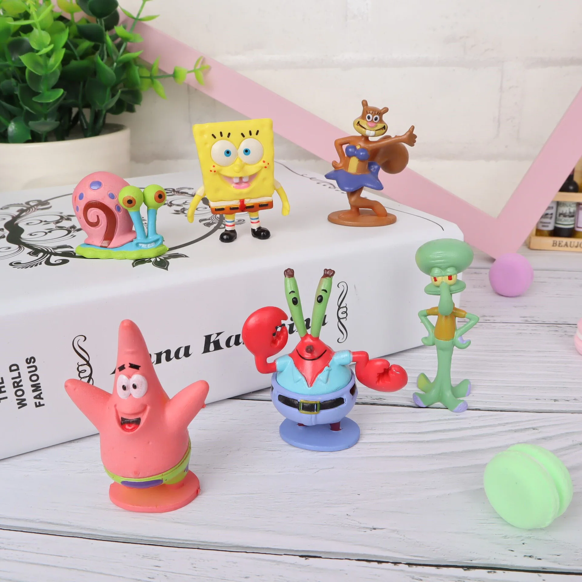 6 шт./компл. детские игрушки Патрик Стар Squidward Щупальца Eugen Шелдон Гари украшения мультфильм аниме, Губка Боб игрушка в виде фигурки