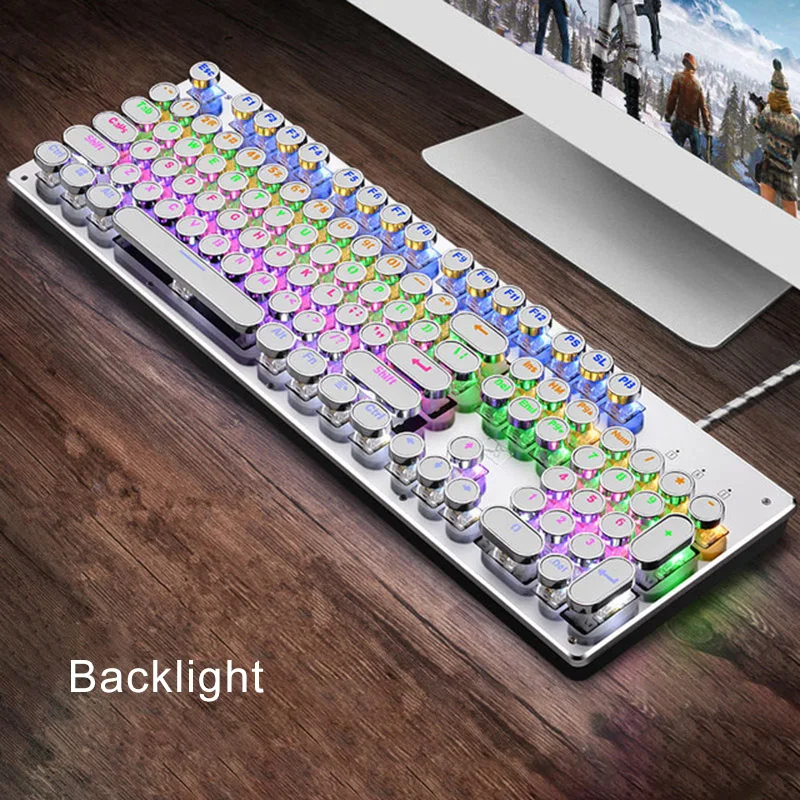 White Backlight Проводная Механическая игровая клавиатура 104 клавиш переключатели для геймеров с 9 эффектом освещения новое поступление - Цвет: White Backlight