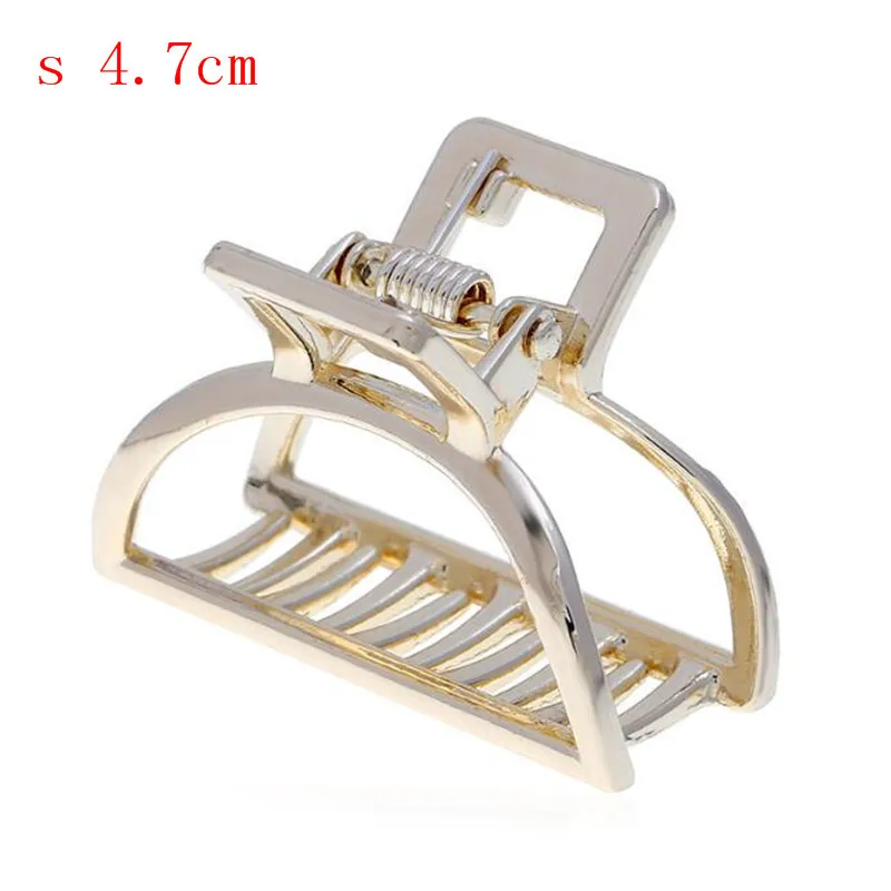 Women Girls Geometric Hair Claw Clamps Hair Crab Moon Shape Hair Clip Claws Solid Color Accessories Hairpin Large/Mini Size - Цвет: A S gold