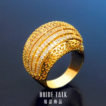 

BrideTalk Wedding Big Rings Cross Geometry line Cubic Zironia CZ Ring For Women Dubai engagement Party Bridal Finger Ring