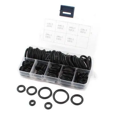 

95Pcs Replacement 3.5mm Black Rubber Oil Seal Filter O Rings Spacer Set w Box