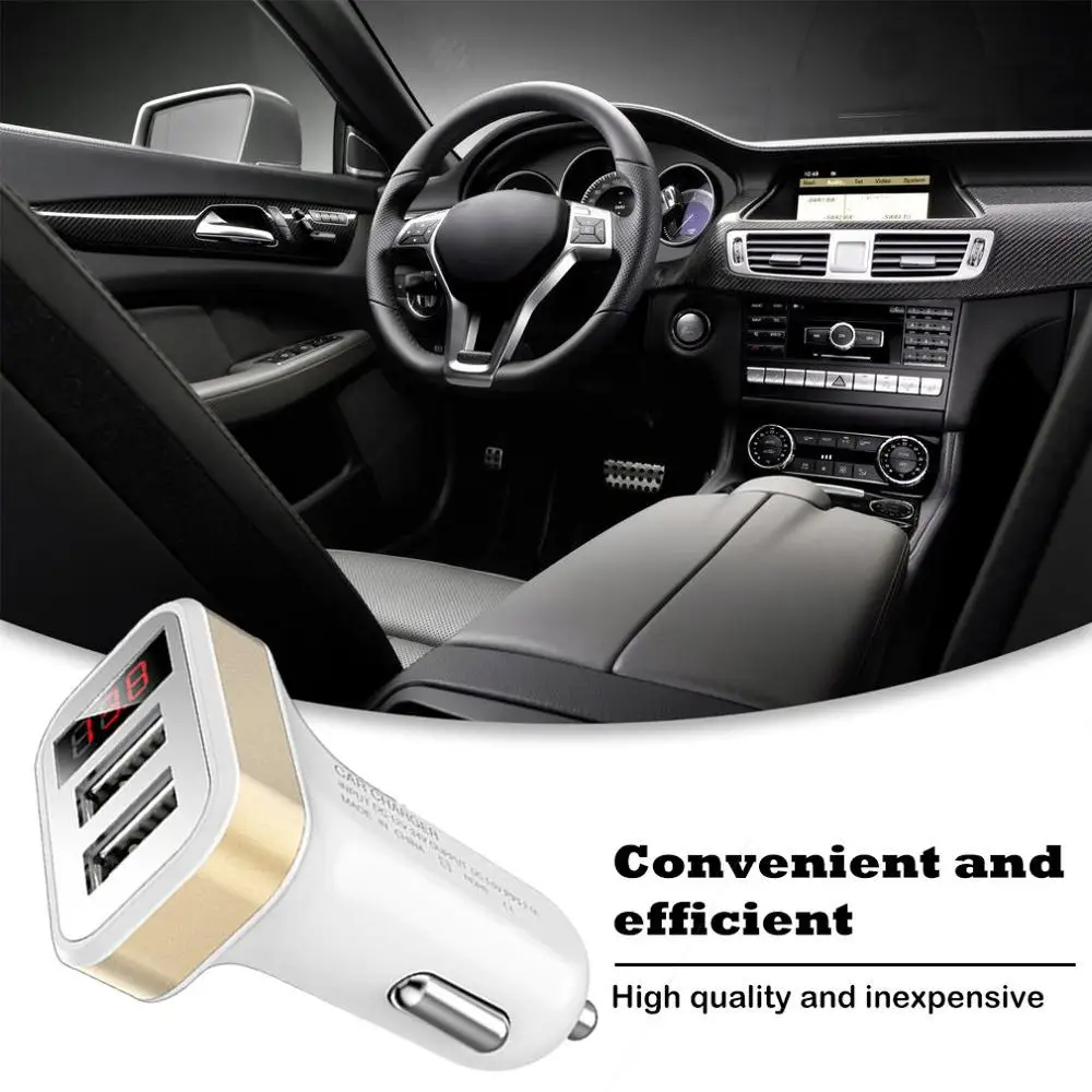 Автомобильное зарядное устройство с двумя usb-портами, цифровой светодиодный дисплей, 2 порта, автомобильное зарядное устройство для смартфонов, планшетов, 5 В, 2,1 А, быстрая зарядка