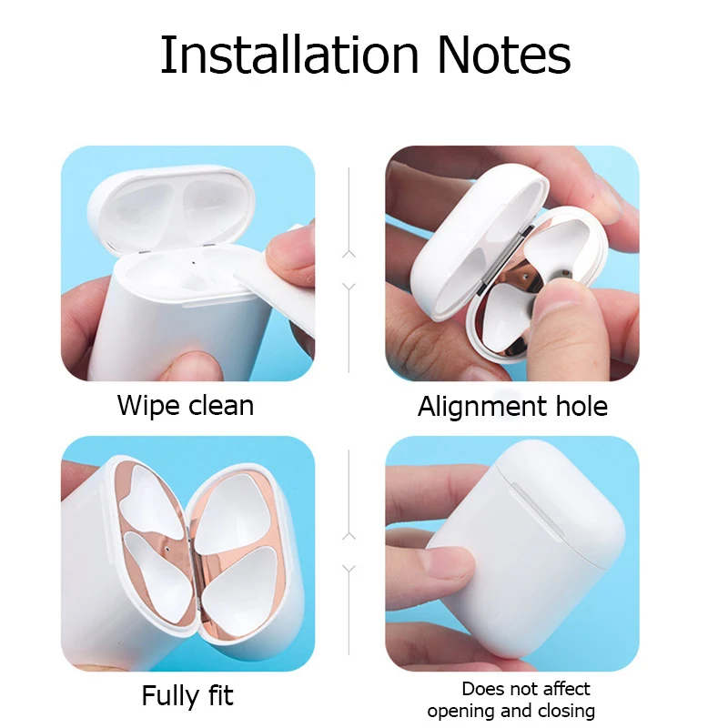 Пыленепроницаемый защитный чехол для Apple AirPods 1, 2, металлический пылезащитный чехол для Air Pods 2, 1, аксессуары