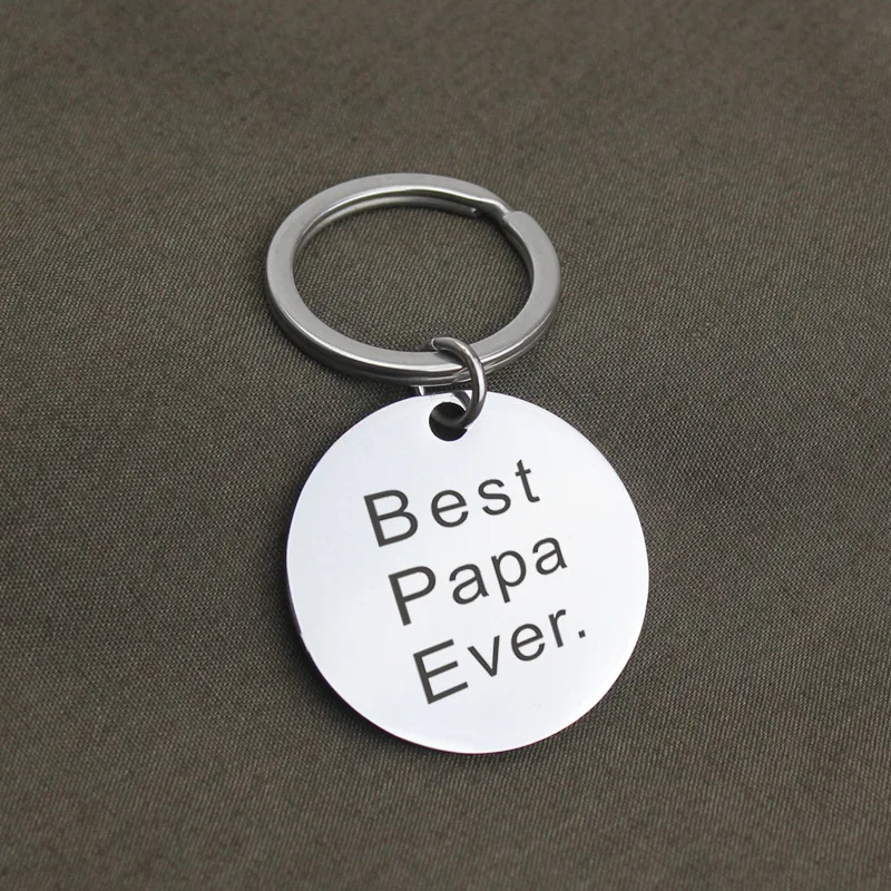 

Letter Engraved Pendant Stainless Steel Metal Keychain Father's Day Gift Best Papa Ever Key Chain For Car Key Ring