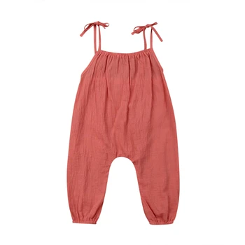 

2019 Summer Newborn Baby Girls Cotton Halter Solid Bodysuit Jumpsuit Sleeveless Clothes Outfits