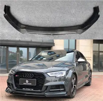 

YOFER A3 S3 Real Carbon Fiber Car Front Bumper Lip Splitter Diffuser Lip Spoiler For Audi A3 S3 Sline 2017 2018 2019