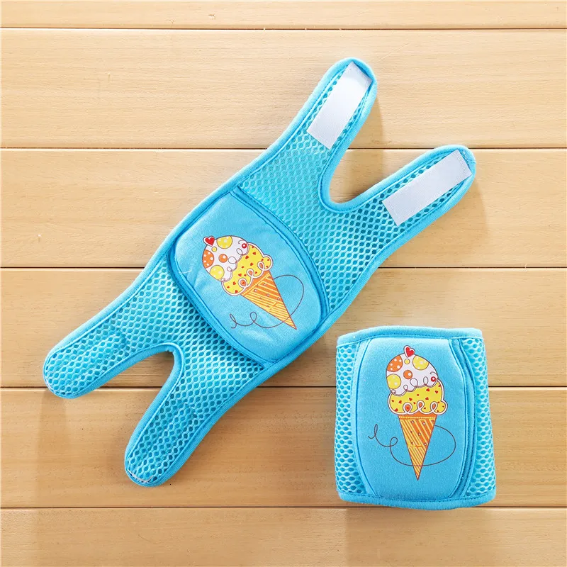 Ice Cream Blue Наколенники для ползания для маленьких мальчиков и девочек с героями мультфильмов, Детские наколенники, безопасные сетчатые наколенники, гетры, детские гетры, подушка - Цвет: Ice Cream Blue