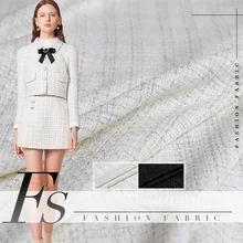 50x138 см белый и темно-синий металлик твид твидовый жаккард ткани окрашенный Плетеный Твид для женщин пальто теплое твидовое пальто платье фабричное кружево