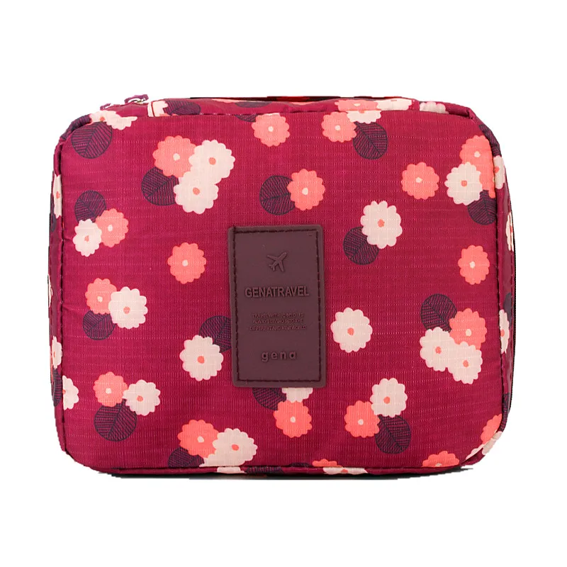 Косметичка-органайзер на молнии, модная многофункциональная оксфордская дорожная сумка для хранения для мужчин и женщин, портативная водонепроницаемая сумка для макияжа - Цвет: Wine red flowers