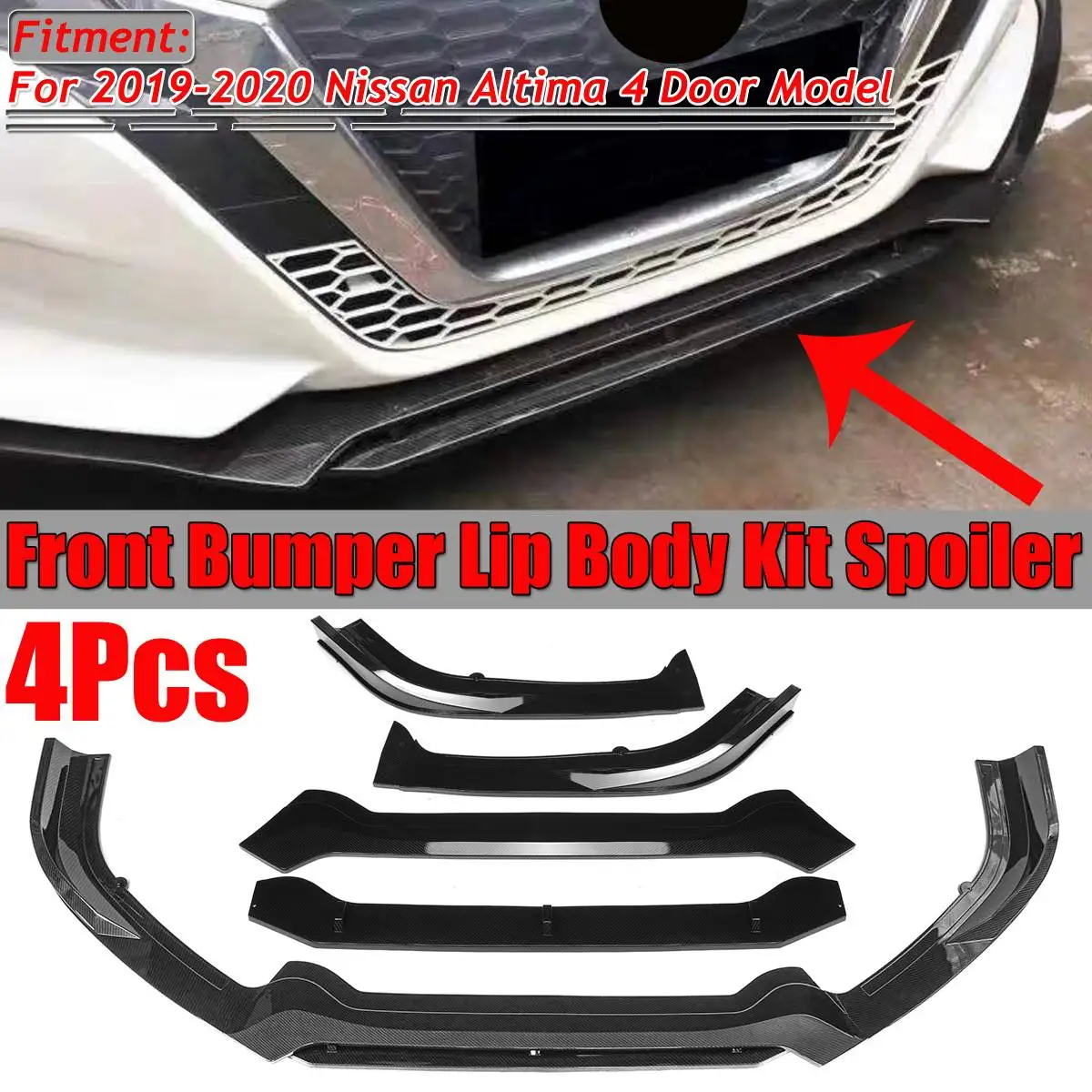 1 комплект углеродного волокна вид/Черный Автомобильный передний бампер сплиттерная губа тела комплект спойлер, диффузор защита для Nissan для Altima