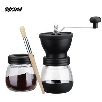 

Coffee Beans Grinder Set Manual Coffee Grinder with Soft Brush Conica Mini Coffee Grinder with Storage Tank for Single Coffee