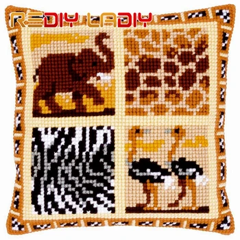 

Cross Stitch Cushion Sunset Birds Make Your Own Pillow DIY Chunky Cross Stitch Kits Pre-Printed Canvas Acrylic Yarn Pillow Case