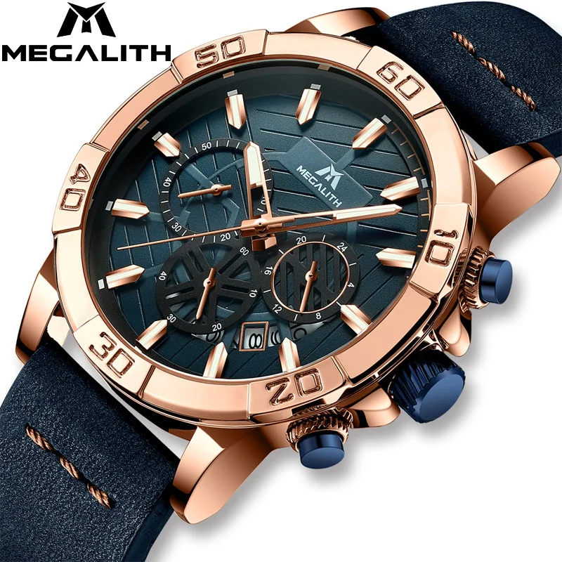 Skup 2019 MEGALITH Top marka zegarki męskie Sport Chronograph wodoodporne zegary na co dzień dla mężczyzn moda na rękę zegarki mężczyźni Montre Homme