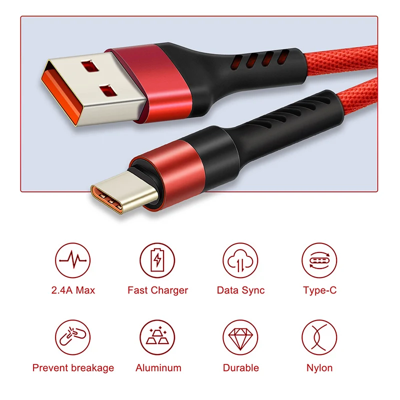 Кабель usb type-C кабель для мобильного телефона Быстрая зарядка телефонный кабель для samsung S9 huawei P10 nintendo Oneplus 5 C245