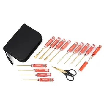 

14 in 1 Hex Straight Screwdriver Sleeve Plier Puncher Hexagon Metal Tool Kit Bag for RC Helicopter Car Airplane Model