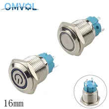 16mm auto-travamento interruptor de botão de metal anti-vândalo 1no interruptor de led luz 3-6v 12-24v 220v momentâneo 4 pinos à prova dwaterproof água