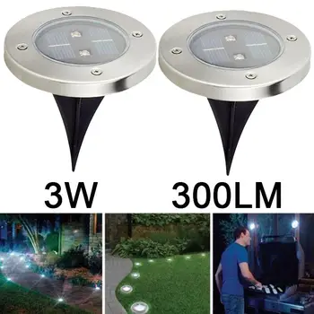 

2 LED Solar Power Disk Lights Buried Light Ground Lamp Gutter Outdoor Garden Decking Path Way Eco-Friendly Durable