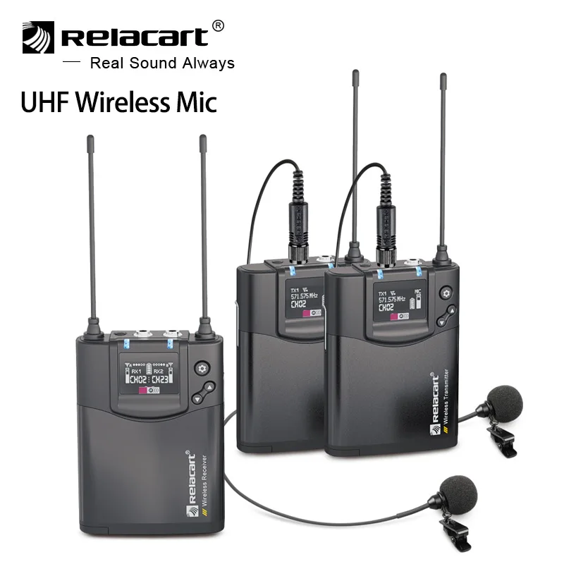 Беспроводная микрофонная система Relacart CR1 CR2 UHF передатчик приемник микрофон для