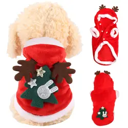Одежда для питомцев, маленьких собак, кошек, Санта-Клауса, костюм котенка, щенка, толстовка с капюшоном, Рождественская Одежда для собак