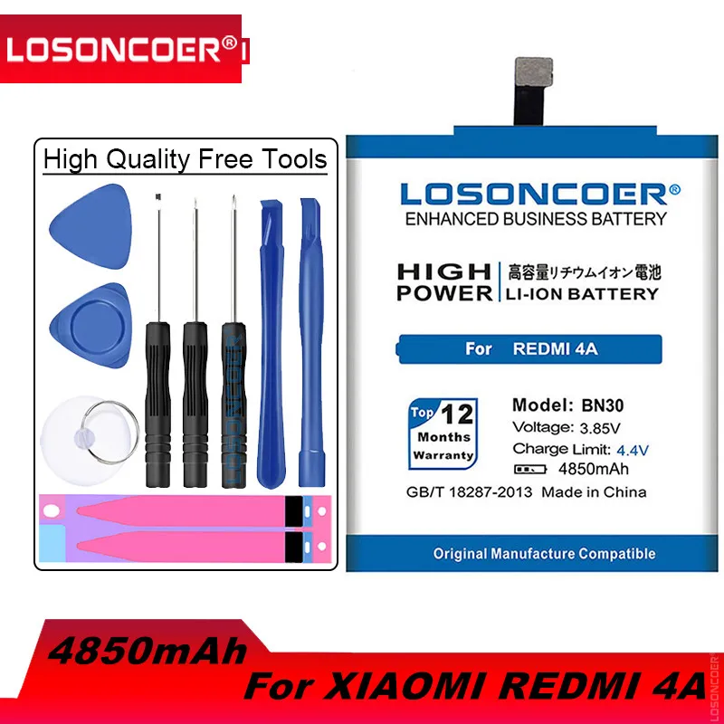 Аккумулятор LOSONCOER BN30 для Xiaomi Redmi 4A 4850 мАч 100% мощный аккумулятор Hongmi 4A|battery for|battery for