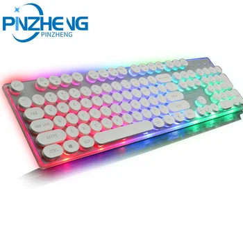

PINZHENG Wired USB Interface Universal Keyboard Retro Punk Keycap 104 Key Waterproof Notebook Desktop For Dedicated Keyboard